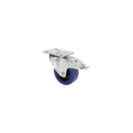 Roulette Pivotante avec Frein Bandage bleu 100 mm